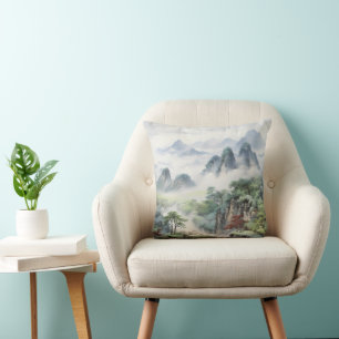 Coussin Montagnes Peinture asiatique