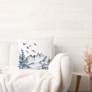 Coussin Montagnes Rocheuses et cerf du Nord-Ouest Pacifiqu