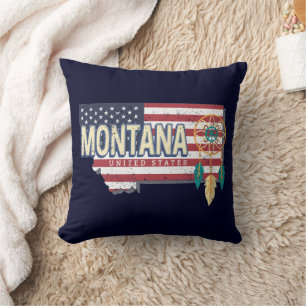 Coussin Montana États-Unis Retro State Map Vintage USA