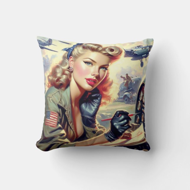Coussin Monter le pilote vintage (Recto)