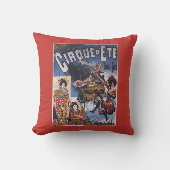 Coussin Montgolfière et affiche japonaise de dames (Recto)