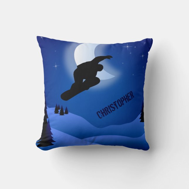 Coussin Monts de snowboard personnalisés et Lune (Recto)