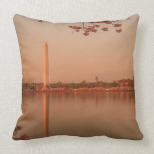 Coussin Monument de Washington Sakura au coucher du soleil