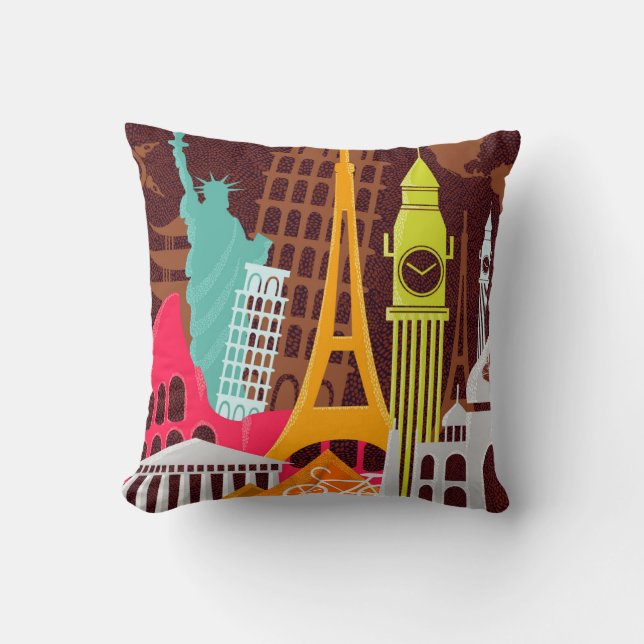 Coussin Monuments internationaux (Recto)
