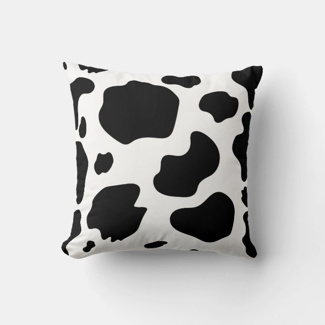 Coussin Moo Cow Spots Imprimer Black & White Rustic Farm (Recto)