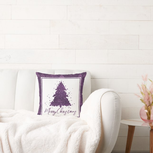 Coussin Moody Joyeux Noël | Arbre pourpre à prune profonde (Canapé)