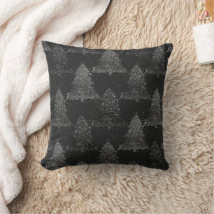 Coussin Moody Tree Motif Noël noir argenté Onyx
