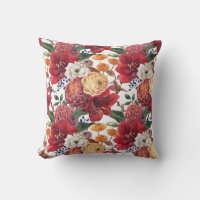 Moody Watercolor Rouge Amaryllis et fleurs d'autom