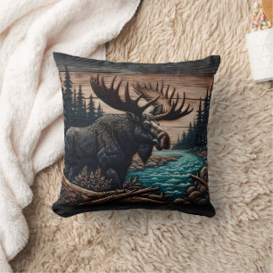 Coussin Moose majestueuse par Serene Forest River
