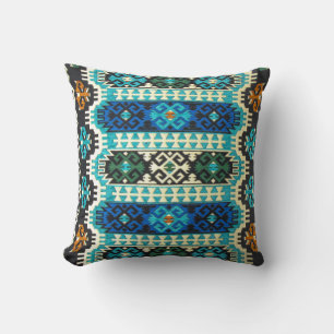Coussin Moquette orientale turque persane bleu vert