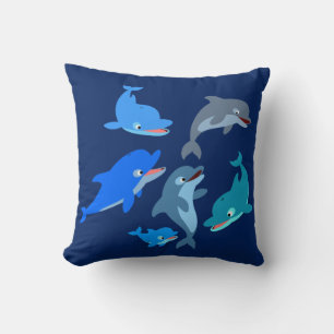 Coussin Morceau de dauphins de caricatures mignonnes