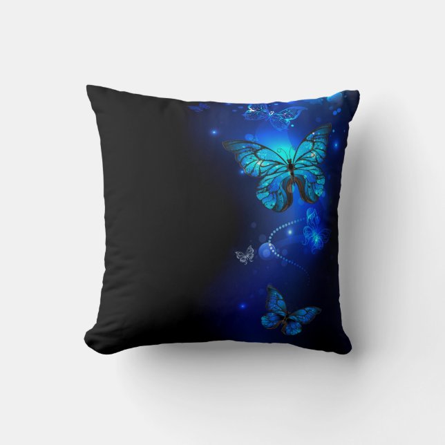 Coussin Morpho Butterfly in the Dark Background (Recto)