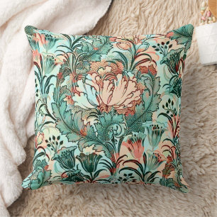 Coussin Morris Inspiré Tulipes, Peonies, Acanthus Green
