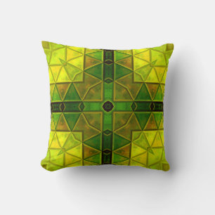 Coussin Mosaic Carré Kaleidoscope Vert et Jaune