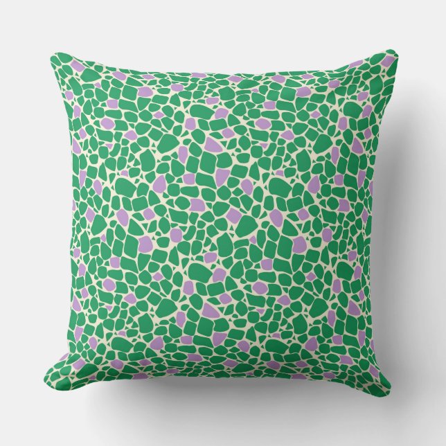 Coussin Mosaic green lilac abstract pattern tile retro (Recto)