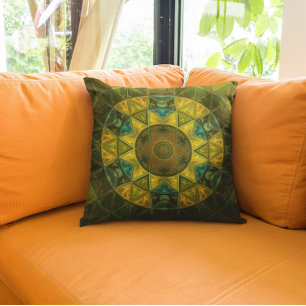 Coussin Mosaic Kaleidoscope Fleur Jaune et Vert
