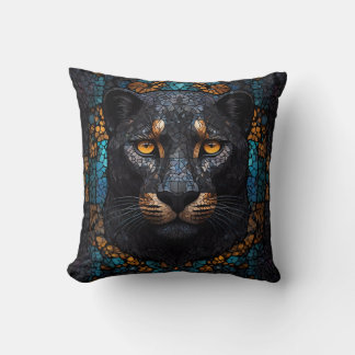 Coussin Mosaic Majesty : La Panthère Noire