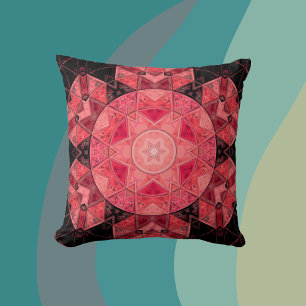Coussin Mosaic Mandala Flower rose et noir