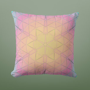 Coussin Mosaic Mandala jaune rose et bleu