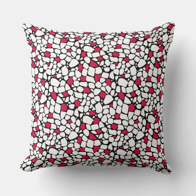 Coussin Mosaic red white black abstract pattern tile retro (Recto)
