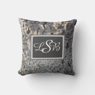 Coussin Mosaic Tone Terre Abstrait Carrelage Motif Monogra