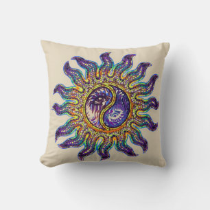 Coussin Mosaic Yin Yang Sun Throw Pillow