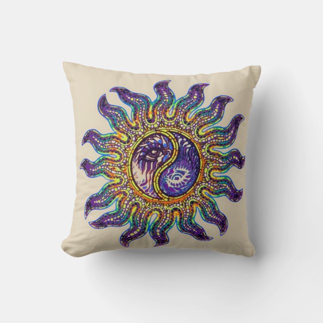 Coussin Mosaic Yin Yang Sun Throw Pillow (Recto)