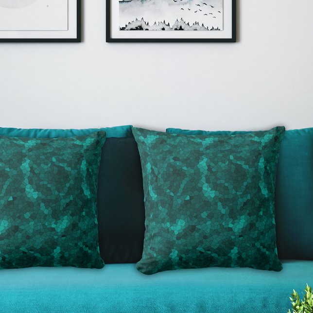 Coussin Mosaïque Abstraite turquoise verte (Créateur téléchargé)