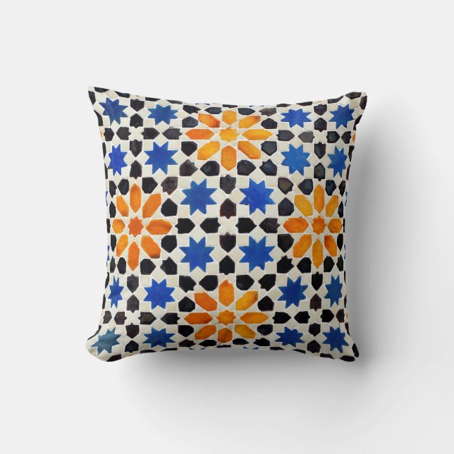 Coussin mosaïque arabe de carreaux de style marocain, déco (Recto)
