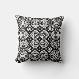Coussin Mosaïque arabesque Motif Carrelage noir et blanc