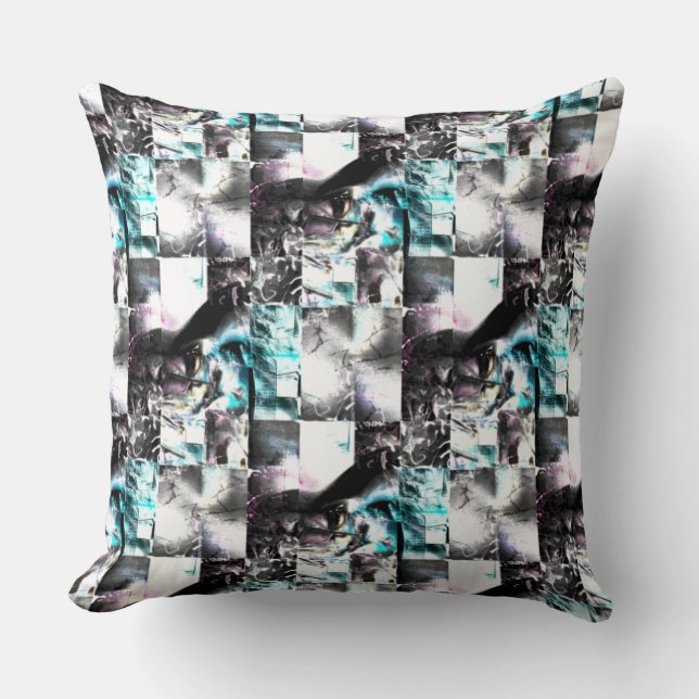 Coussin mosaïque carré de textures désordonnées en argent  (Recto)