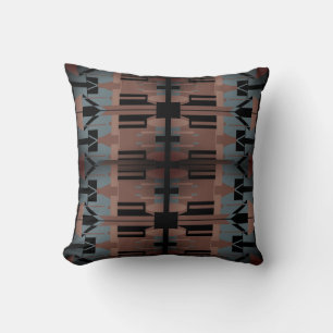 Coussin Mosaïque d'art méditerranéen bleu ardoise noir mar