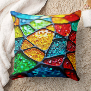 Coussin Mosaïque de verre vibrant : Couleurs de joyaux