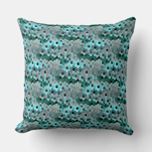Coussin Mosaïque d'hexagones ou de cubes dans les nuances  (Recto)