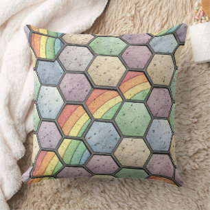 Coussin Mosaïque en nid d'abeille arc-en-ciel – Carreau he
