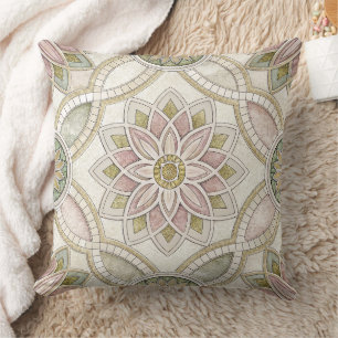 Coussin Mosaïque Florale Opalescente Pastel - Mandala
