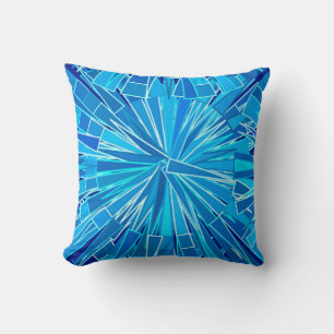 Coussin Mosaïque géométrique moderne, Cobalt et Sky Blue