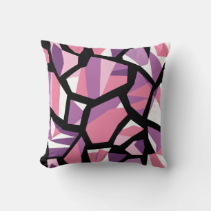 Coussin Mosaïque géométrique vive en rose et violet