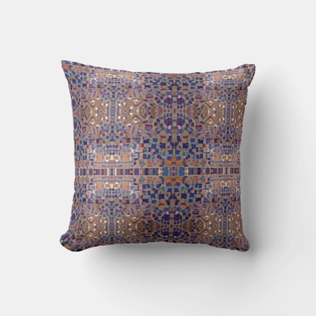 Coussin Mosaïque marocaine design d'inspiration bleu beige (Recto)