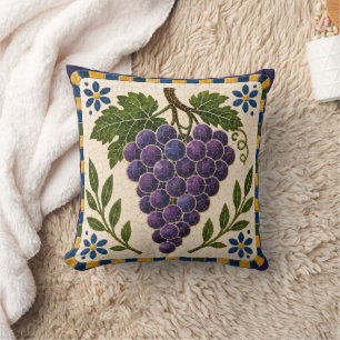Coussin Mosaïque Méditerranéenne Tapisserie d'Art de Vigne