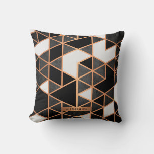 Coussin Mosaïque noire blanche et dorée