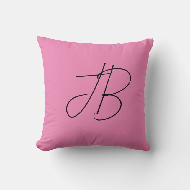 Coussin Mosaïque plaine tendance monogramme initiales rose (Recto)