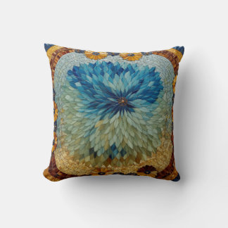 Coussin Mosaïque verte bleue florale