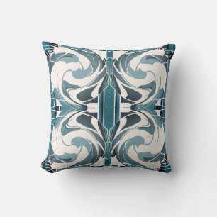 Coussin Mosaïques symétriques florales gris pâle blanc cas