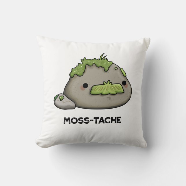 Coussin Moss-tache Funny Mustache Pun (Recto)