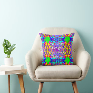 Coussin Mot d'encouragement Motif d'art abstrait géométriq