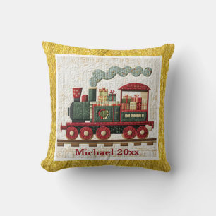 Coussin Moteur de vacances à bordure dorée/jaune Cadeau