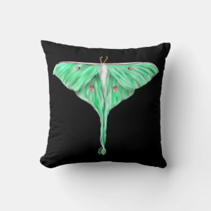 Coussin Moth lunaire verte illustrée