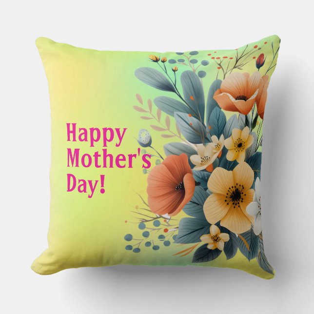 Coussin Mother's Day Boho Flowers Clipart-61983 (Recto)