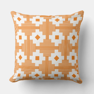 Coussin Motif 061214 - Blanc avec orange f17f18